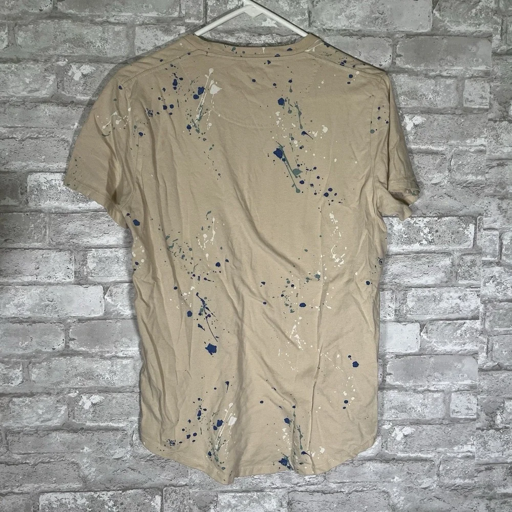 Abercrombie & Fitch tan t-shirt Paint Splatter Size Small Soft Tee